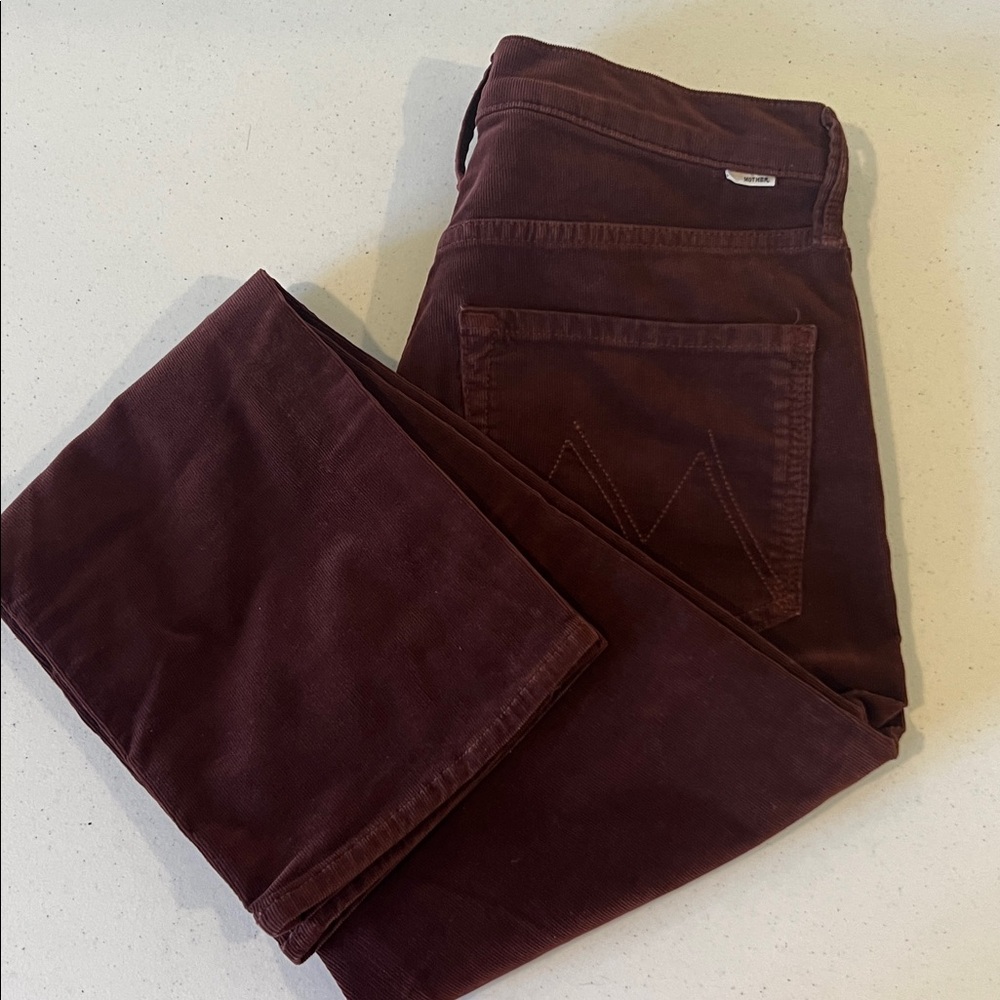 MOTHER Mid Rise Rider Ankle Pants corduroy in Rich Brown